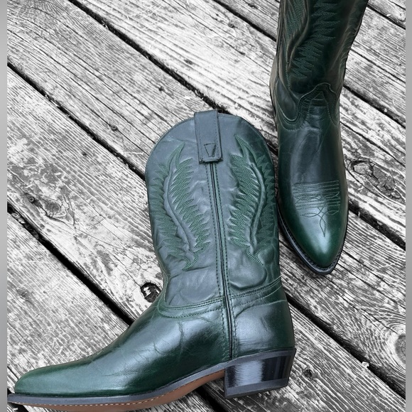 Vintage Green Texas Brand Women’s Cowboy Boots~ Dead Stock NWT - Picture 4 of 9